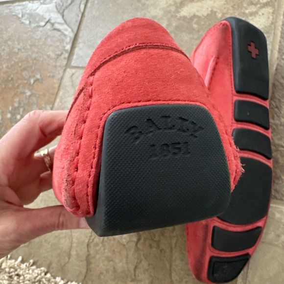 BALLY Men’s Red Leather Suede Wabler Driver Driving Loafers  7.5 D US EU 6.5 - Picture 3 of 9